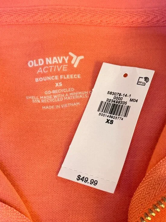 Old Navy Bounce Fleece Half-Zip Pullover Sweatshirt - XS - Coho Salmon / Coral - Picture 7 of 7